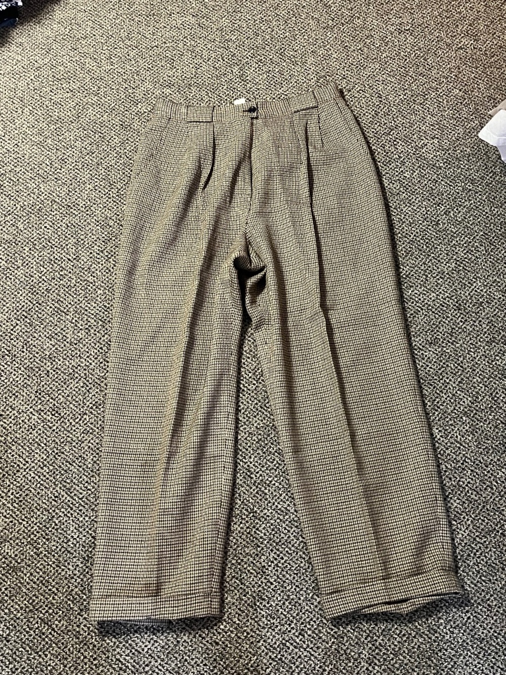 Vtg Women's Jones New York Dress Pants Cuffed Houndstooth Business 14 100% WOOL